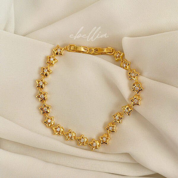 Gold Bracelet- crystal star accents